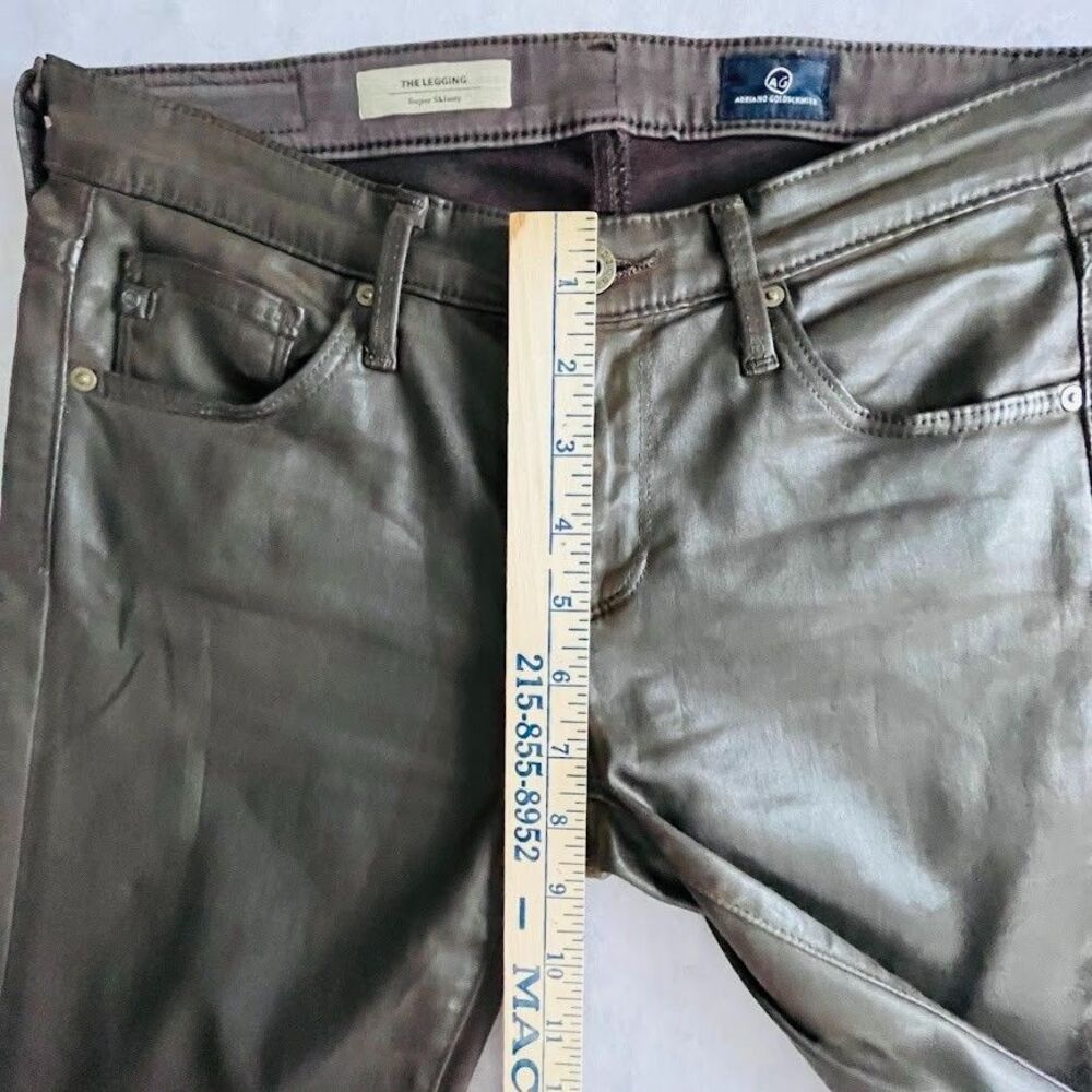 AG Adriano Goldschmied Leggings Womens Size 25 Brown Vegan Ankle Coated Pants - Picture 13 of 16